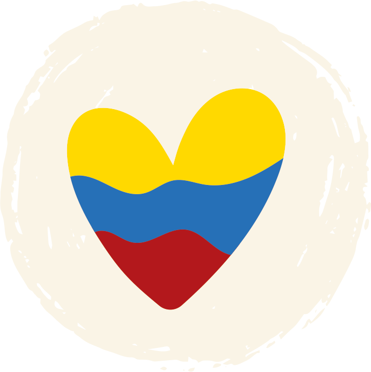 Corazon dibujado con colores bandeja colombia (amarillo, azul, rojo)